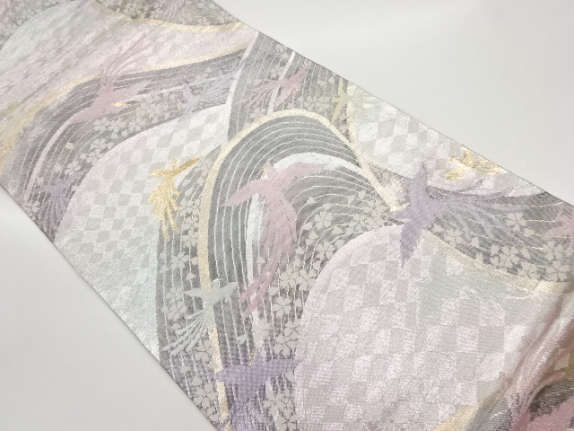 JAPANESE FUKURO OBI / SAGANISHIKI / WOVEN PHOENIX & SAKURA